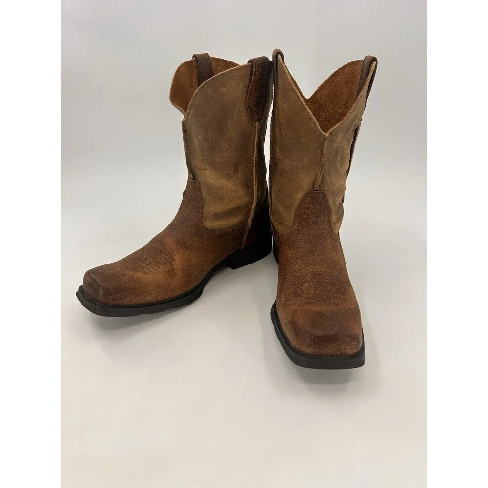 Ariat Rambler Western Boots Brown 2 tone Mens size 11D Square Toe 10002317